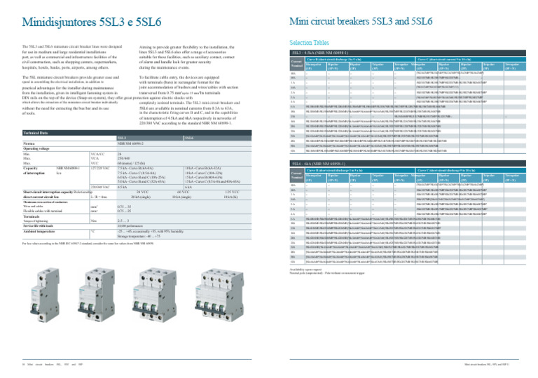 5SL3 and 5SL6 Mini Circuit Breakers | PDF | Electrical Wiring ...