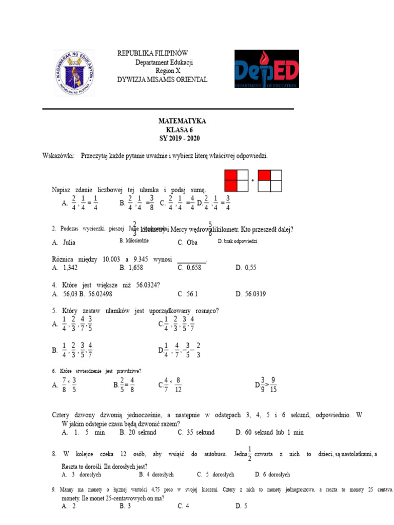 Math 6 Leaf Final Test | PDF