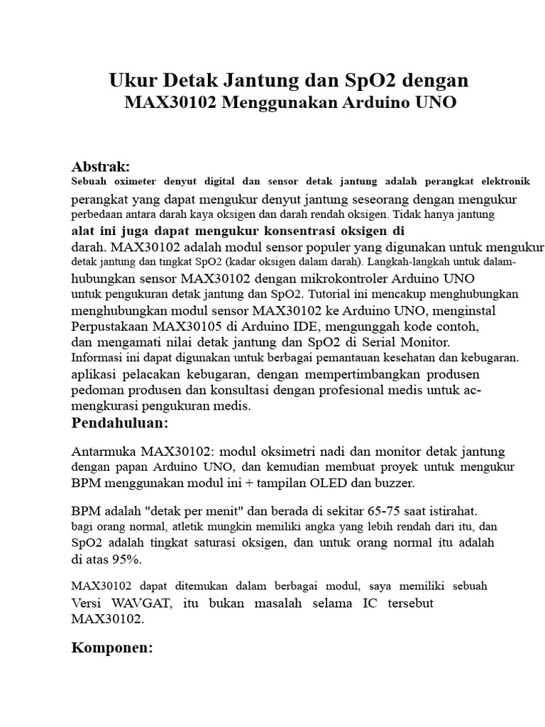 Ukur Detak Jantung & SpO2 dengan MAX30102 | PDF