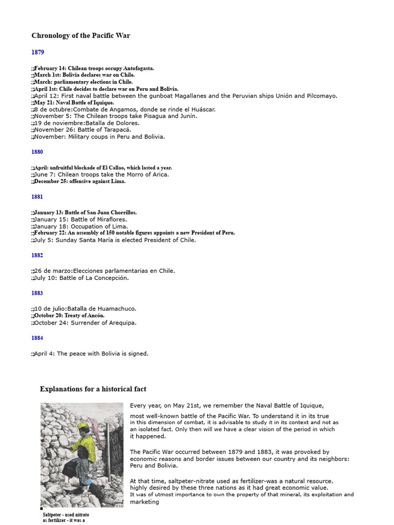 Pacific War Timeline: Key Events 1879-1884 | PDF