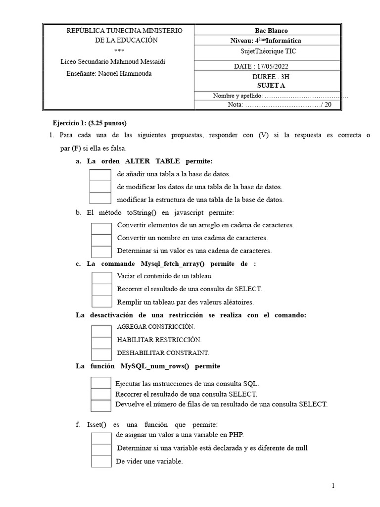 Ejercicios de Informática y Bases de Datos | PDF | SQL | Lenguaje de ...