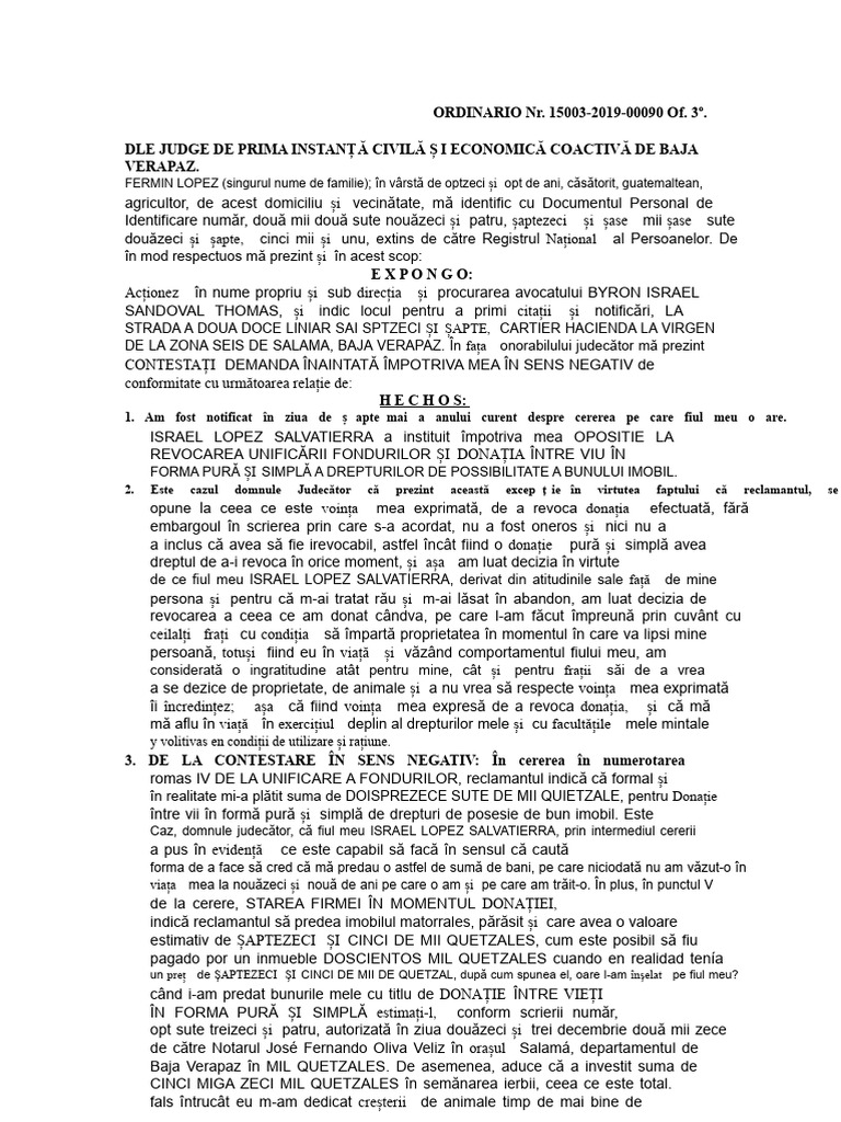 Răspuns La Cererea de Revocare A Donației Oficiale | PDF