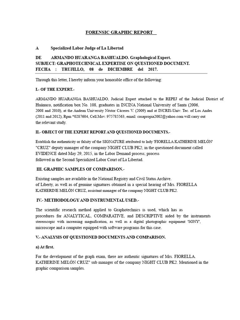 Forensic Graphology Report on Signature | PDF | Scientific Method