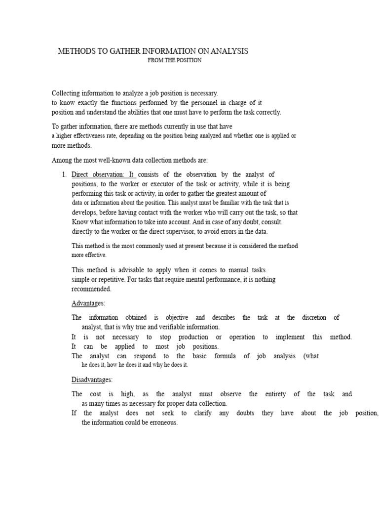 Effective Job Analysis Data Collection Methods | PDF | Business