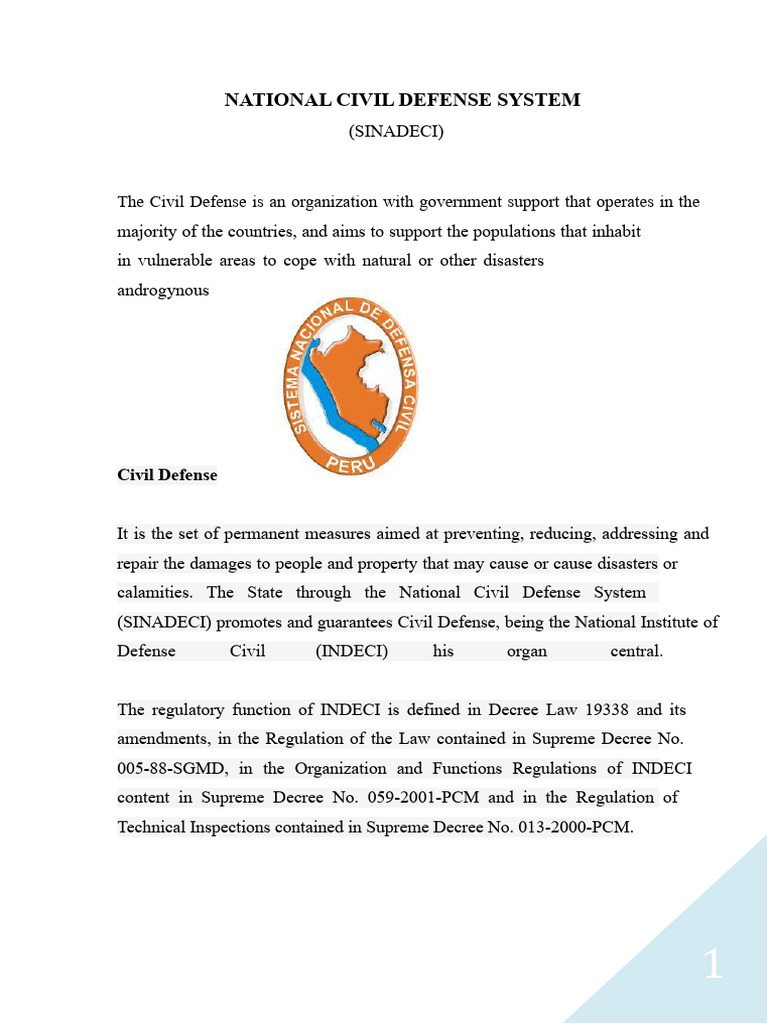 Overview of National Civil Defense System | PDF | Natural Disasters ...