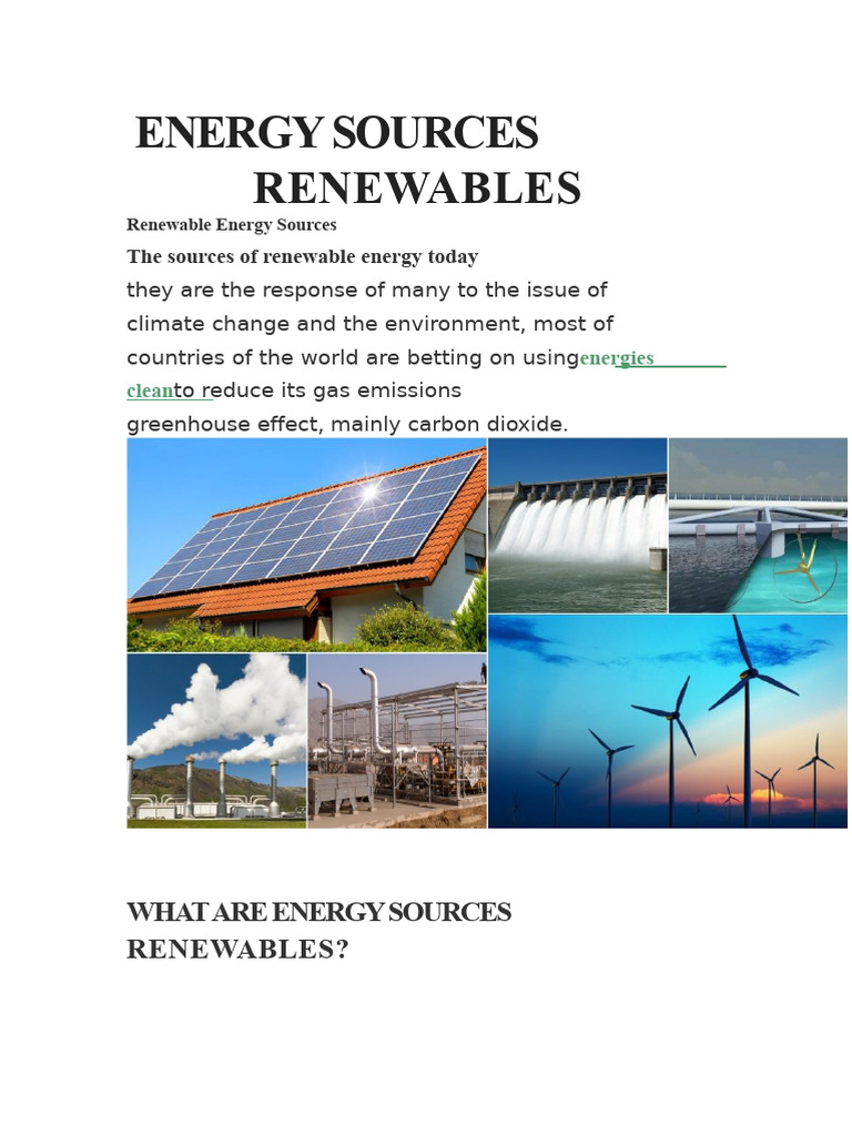 Overview of Renewable Energy Sources | PDF | Renewable Energy | Energy ...