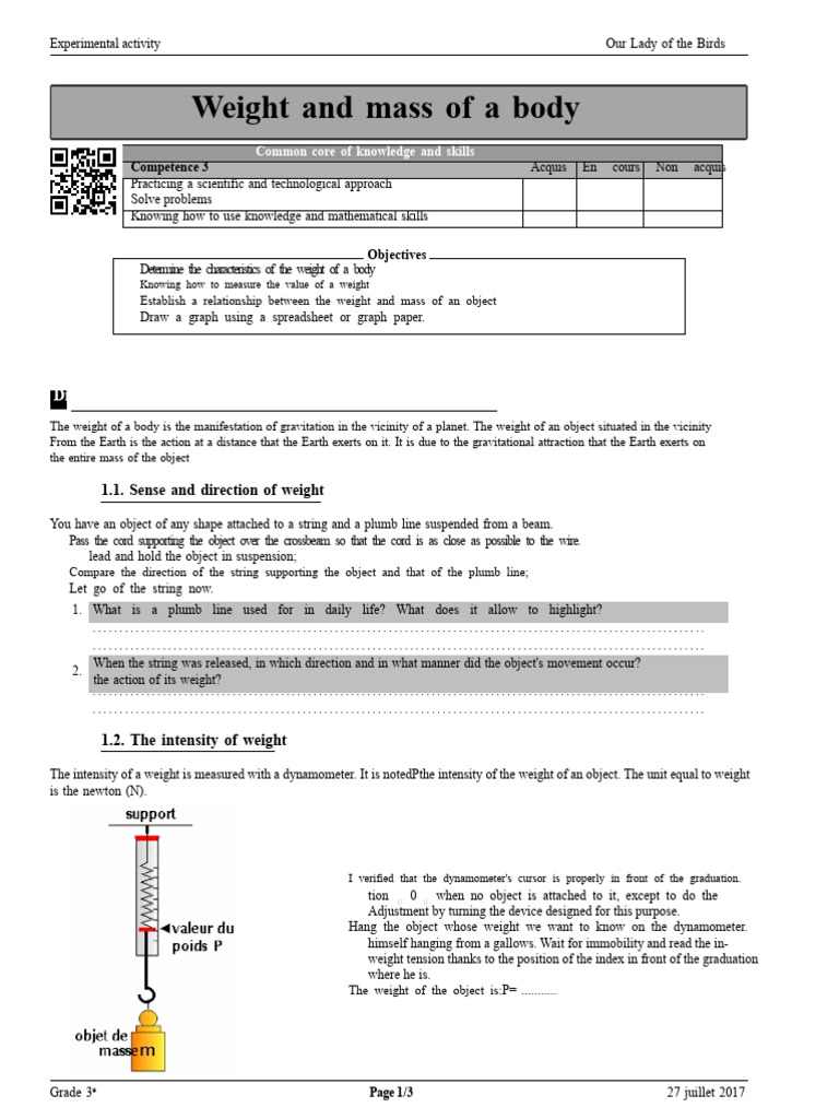 Weight and Mass Measurement Guide | PDF | Weight | Mass