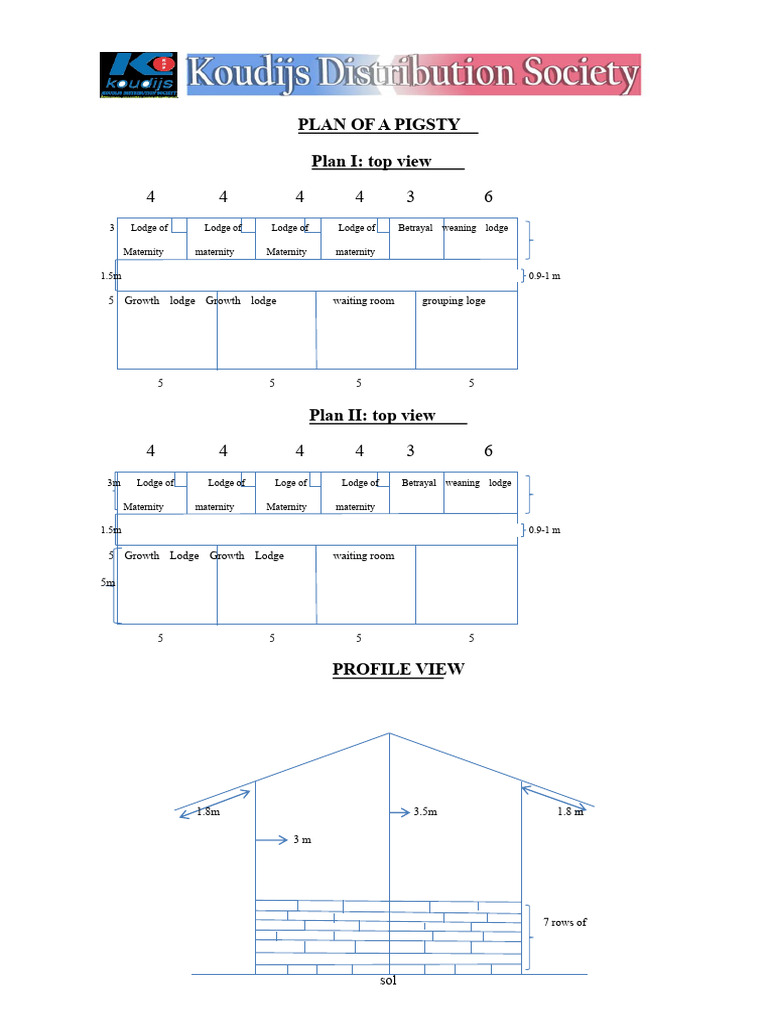 Pigsty Design Plans and Layouts | PDF