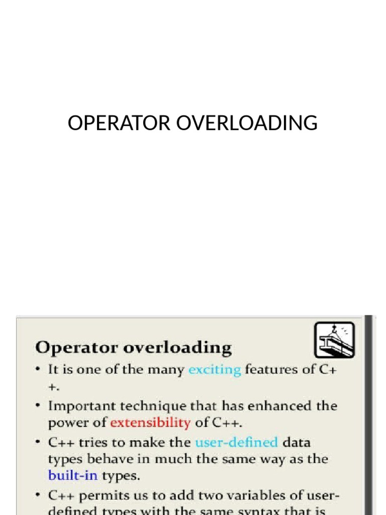 Operator Overloading PPT For Oops Subject | PDF