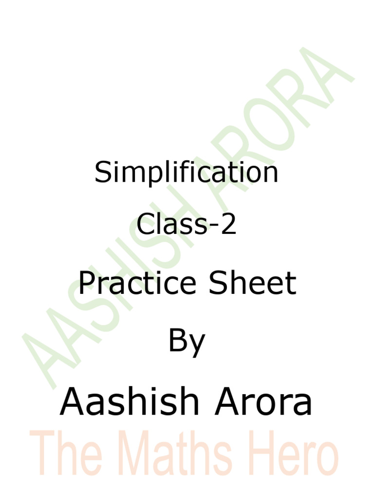 Class-2 Simplification Practice Sheet | PDF