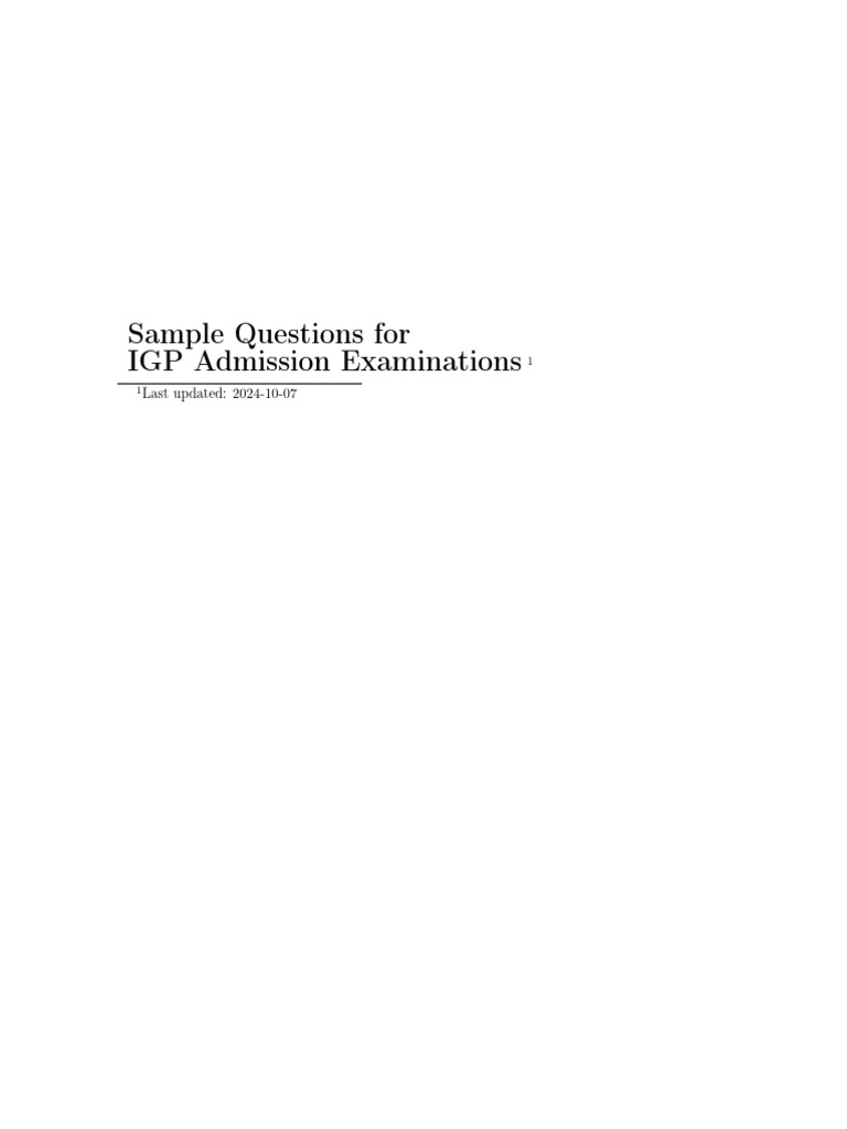 IGP Admission Exam Sample Questions | PDF