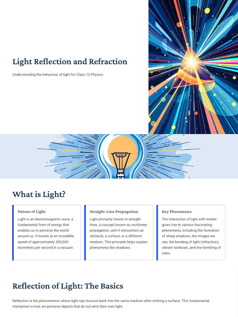 Light Reflection and Refraction Guide | PDF | Reflection (Physics ...