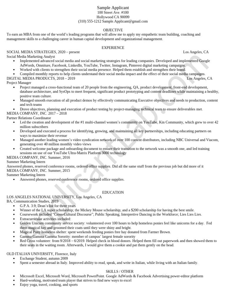 MBA Applicant with Marketing Expertise | PDF