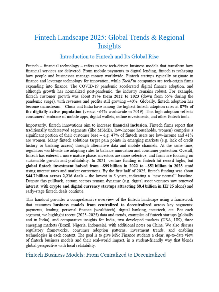 Fintech Trends 2025: Global Insights | PDF | Financial Technology ...