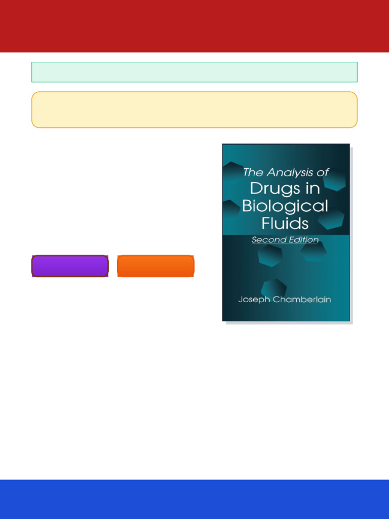 The Analysis of Drugs in Biological Fluids 2nd Edition Chamberlain ...