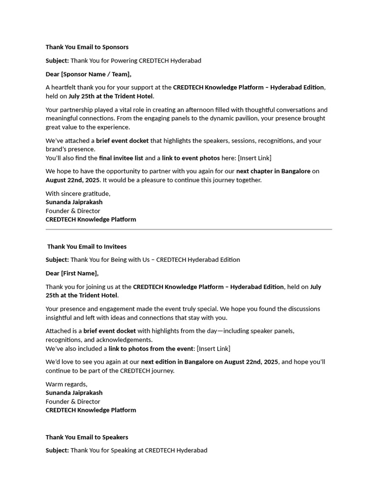 Thank You Emails | PDF