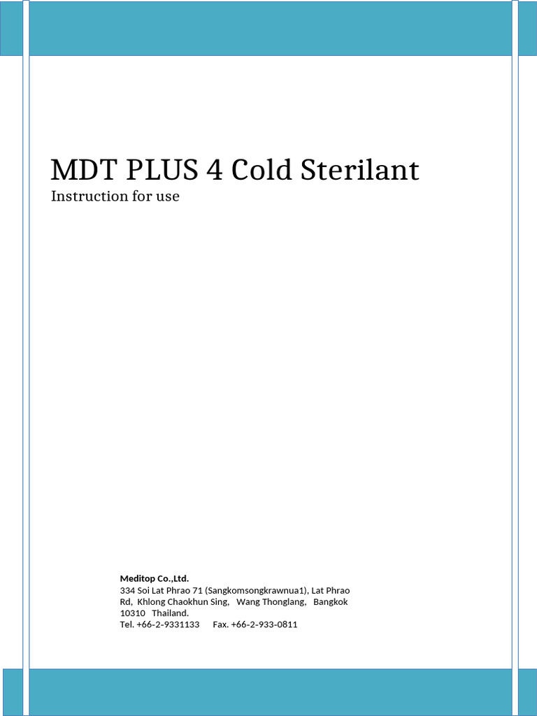 MDT PLUS 4 Cold Sterilant Instructions | PDF | Sterilization (Microbiology)