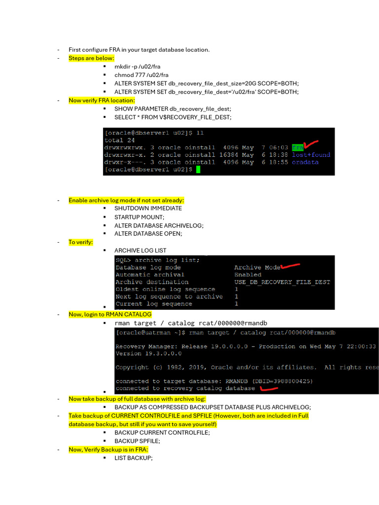 Configure and Restore Oracle Database FRA | PDF | Backup | Computing