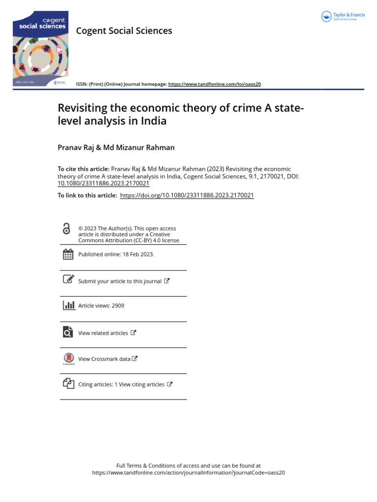 Economic Theory of Crime in India | PDF | Crimes | Crime & Violence