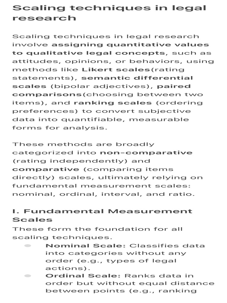 Legal Research Scaling Techniques | PDF | Level Of Measurement | Likert ...