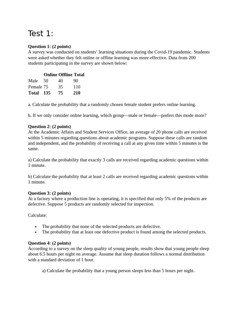 Probability and Statistics Exam Questions | PDF | Sampling (Statistics ...