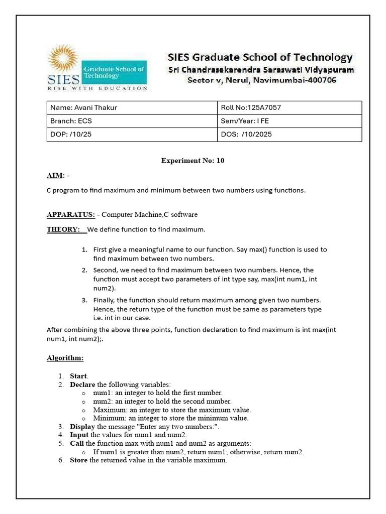 CP Experiment 10 | PDF