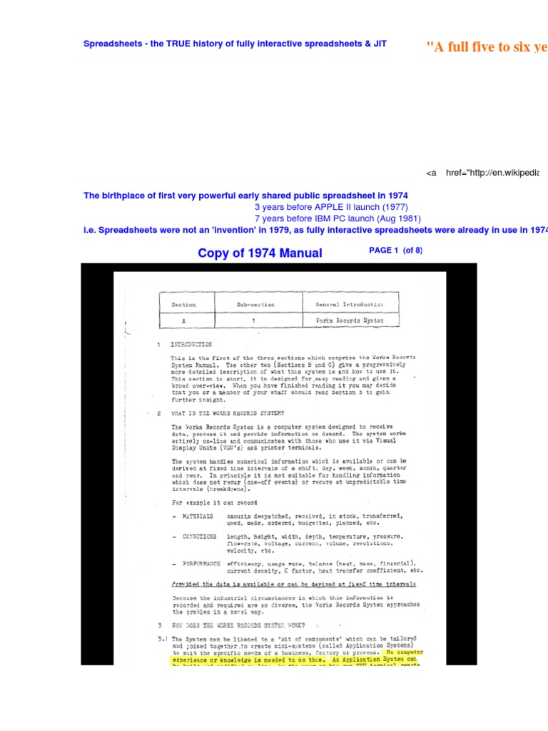 History of Interactive Spreadsheets | PDF | Spreadsheet | Office Equipment
