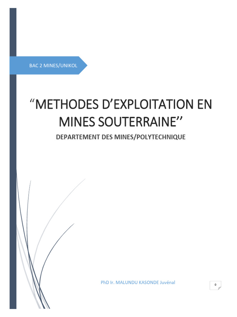 Méthodes d'Exploitation en Mines Souterraines | PDF | Exploitation ...