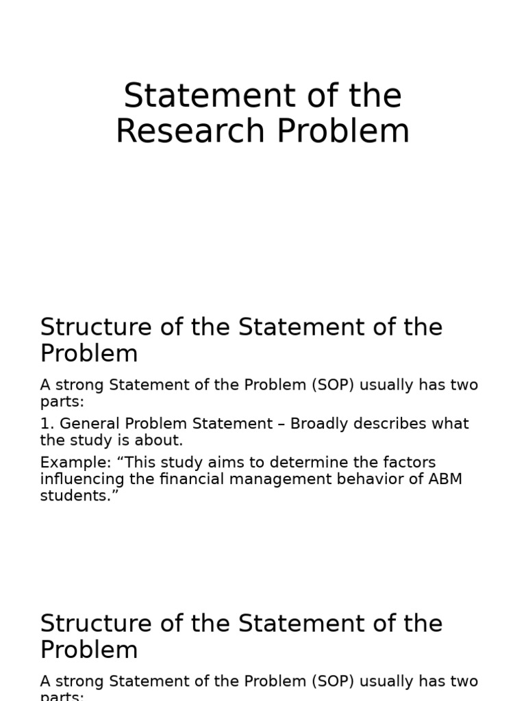 Crafting a Strong Statement of Problem | PDF