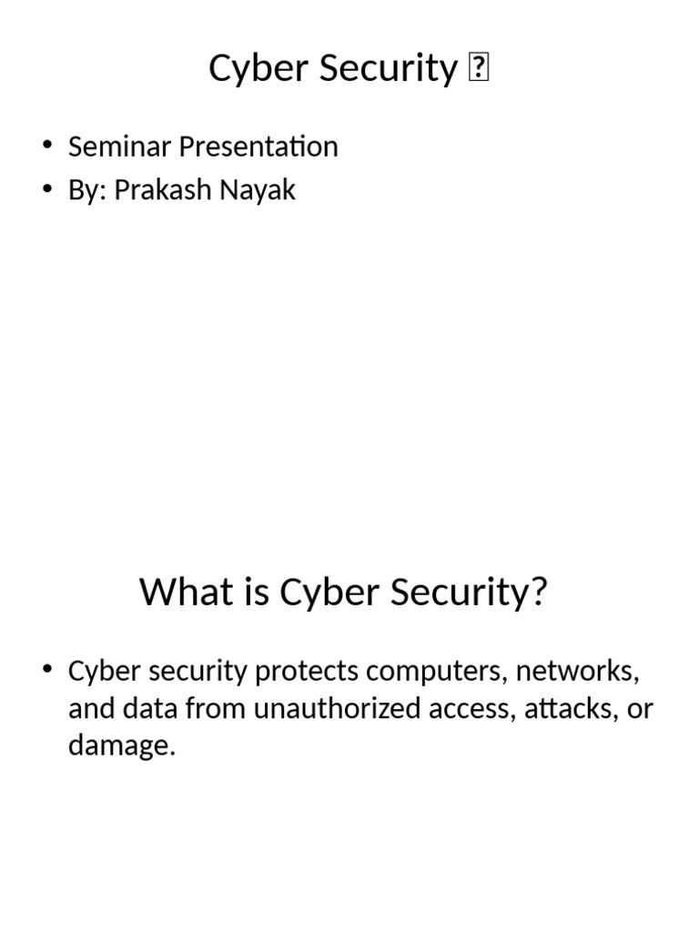 Cyber Security Presentation Prakash Nayak With Icons | PDF