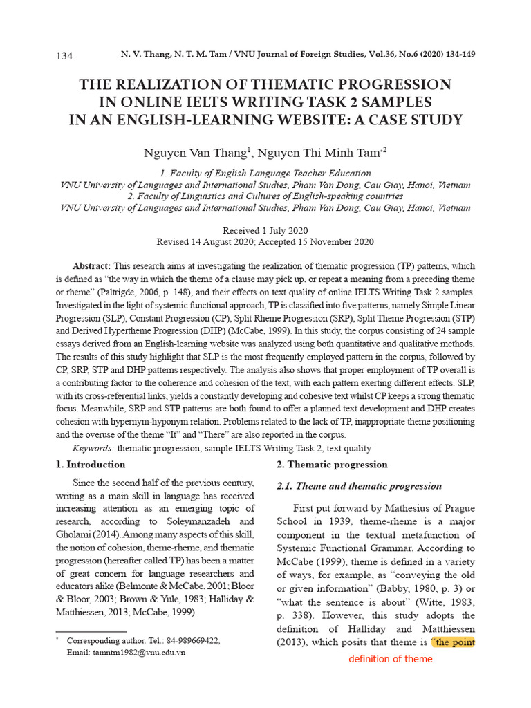 thematic progression in IELTS | PDF | Quantitative Research | Essays