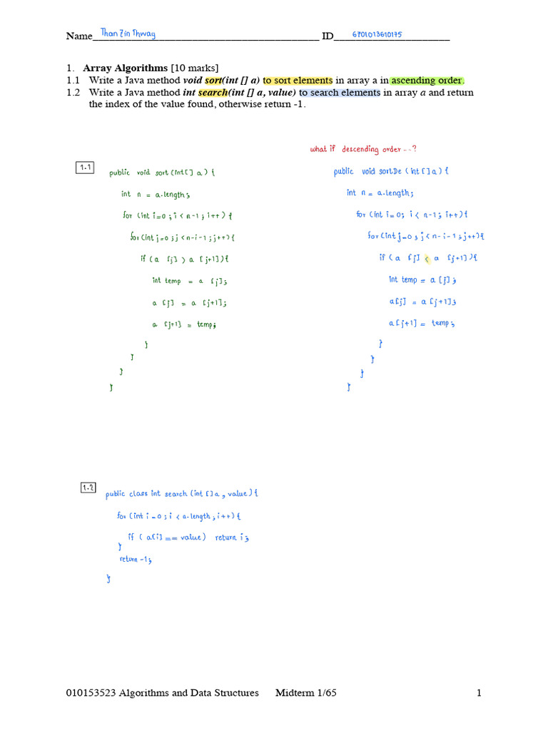 Java Algorithms Midterm Exam Guide | PDF | Queue (Abstract Data Type ...