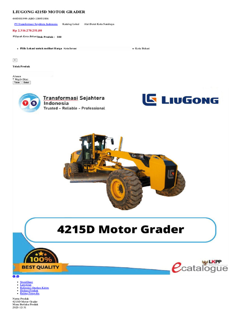 4215D Motor Grader - E-Katalog 5 | PDF