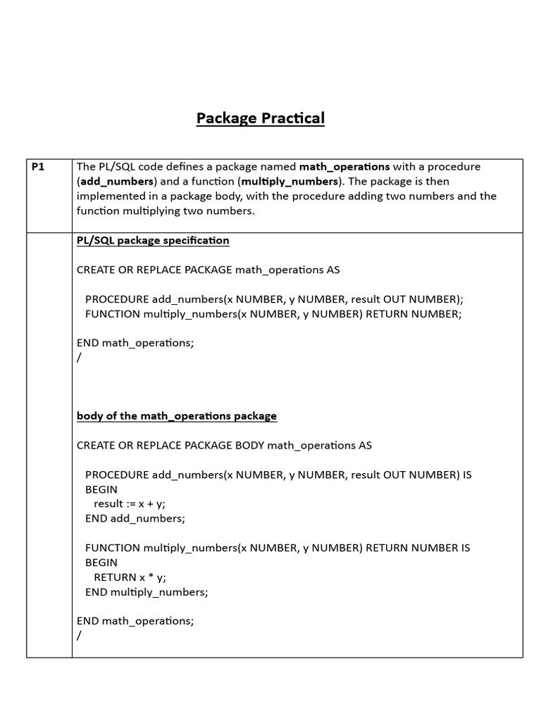 PL/SQL Packages and Triggers Guide | PDF | Software Engineering | Sql
