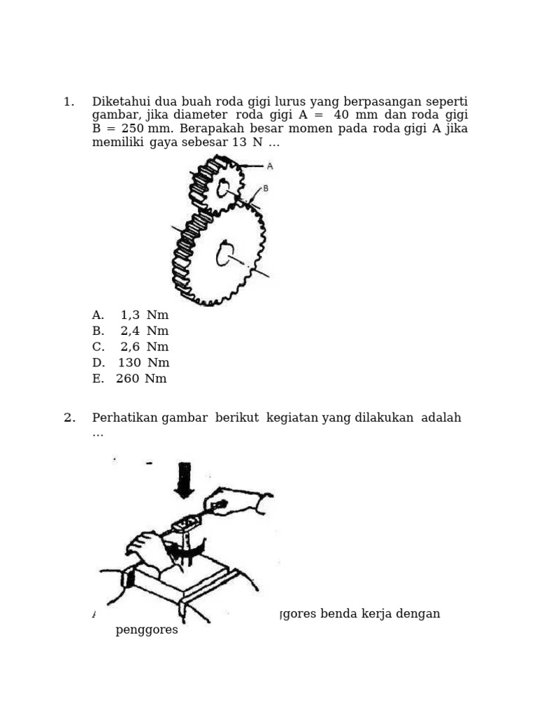 Diketahui Dua Buah Roda Gigi Lurus Yang Berpasangan Seperti Gambar | PDF