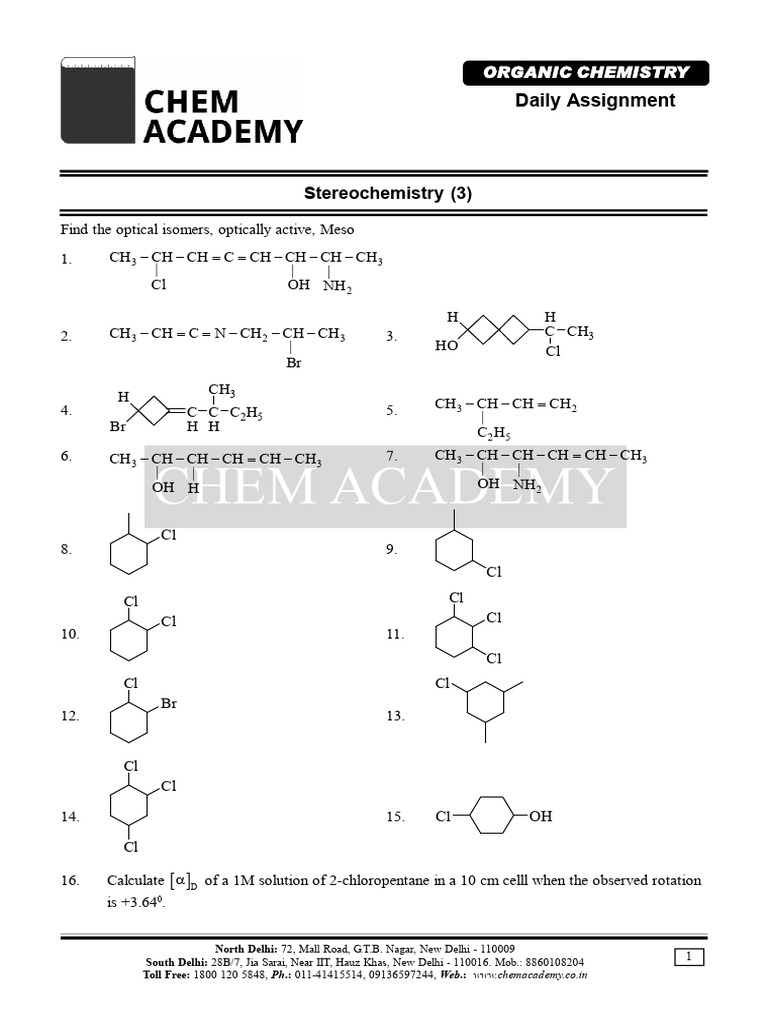 Optical Isomers and Stereochemistry Guide | PDF | Stereochemistry ...