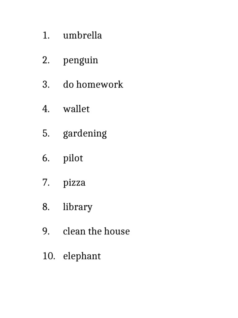 Fun Activities and Objects List | PDF