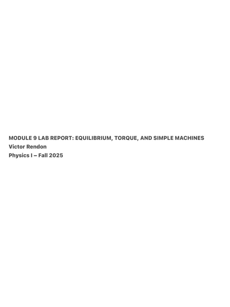 Equilibrium and Torque Lab Report | PDF | Force | Lever