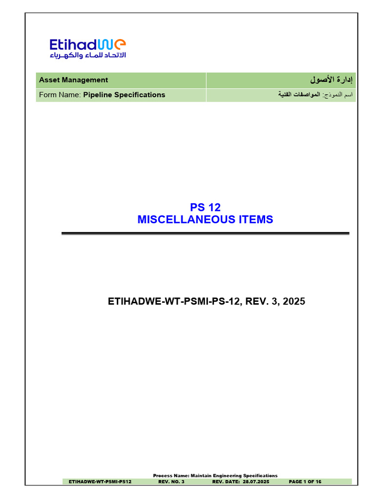 12.PS12 Miscellaneous Items REV3 2025 | PDF | Pipe (Fluid Conveyance ...