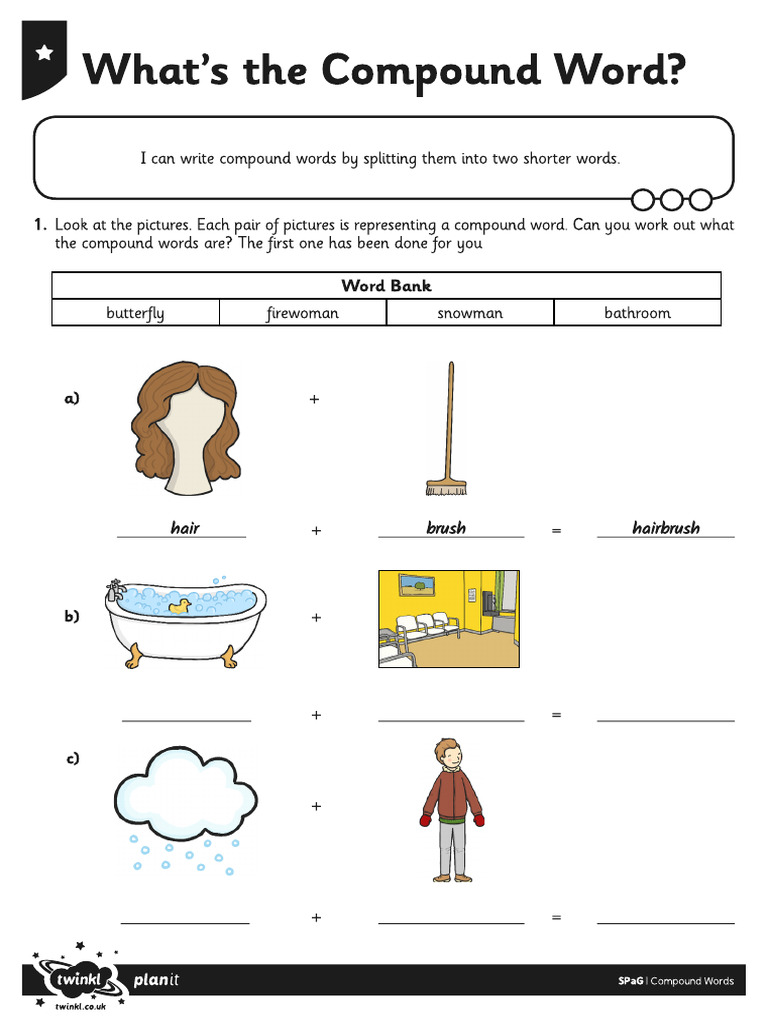 T2 E 1925 Y2 Compound Words Whats the Compound Word Activity Sheet Ver 1 | PDF