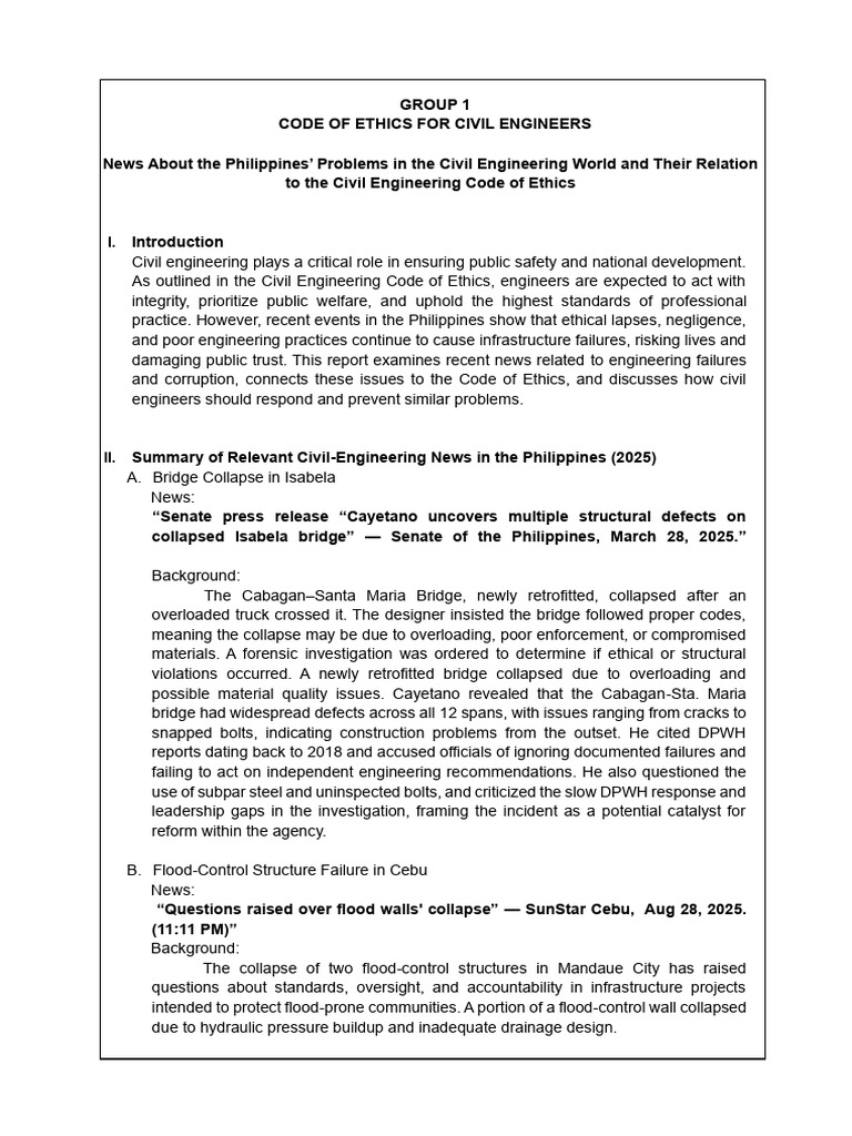 Civil Engineering Ethics in the Philippines | PDF | Conflict Of ...