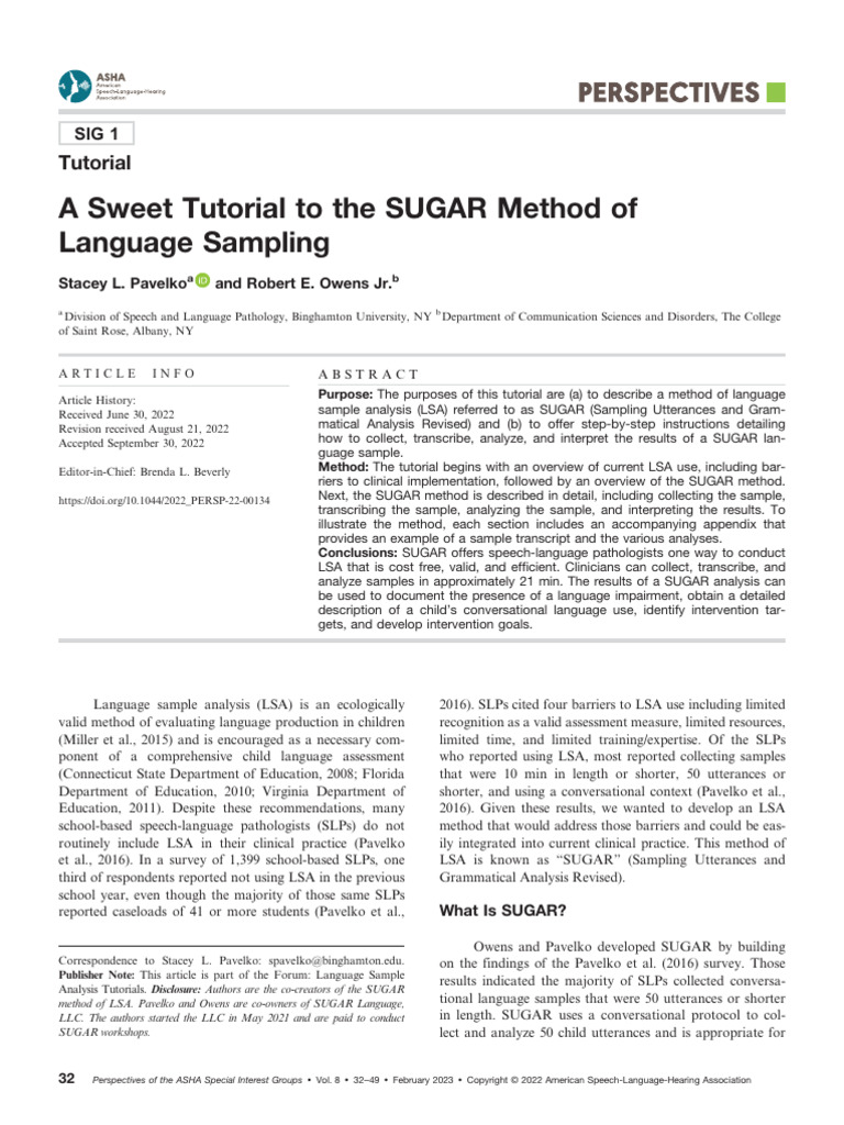 SUGAR Method for Language Sampling Guide | PDF | Subject (Grammar) | Word
