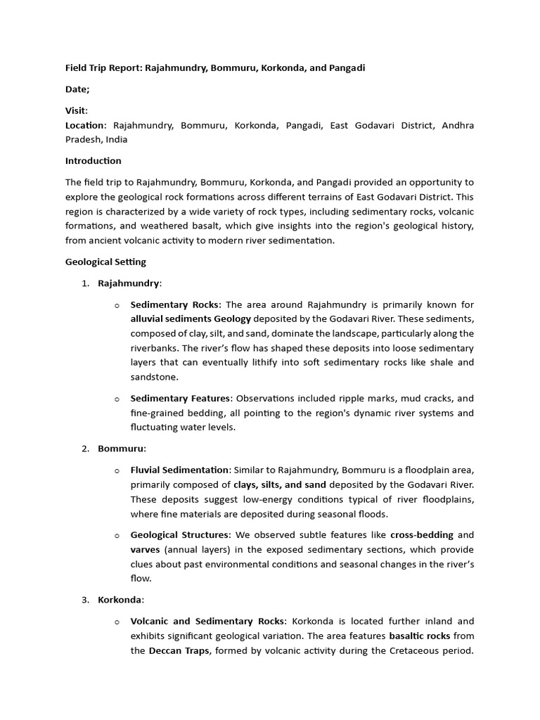 Geological Insights from East Godavari Trip | PDF | Sedimentary Rock ...