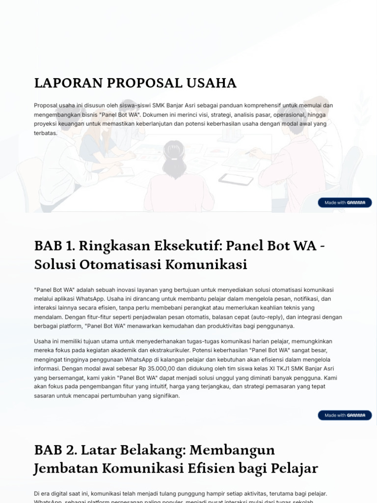 Proposal Usaha Panel Bot WA Pelajar | PDF