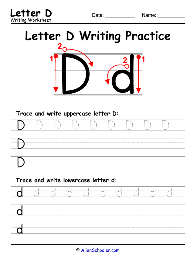 Letter d Writing Practice Worksheet | PDF