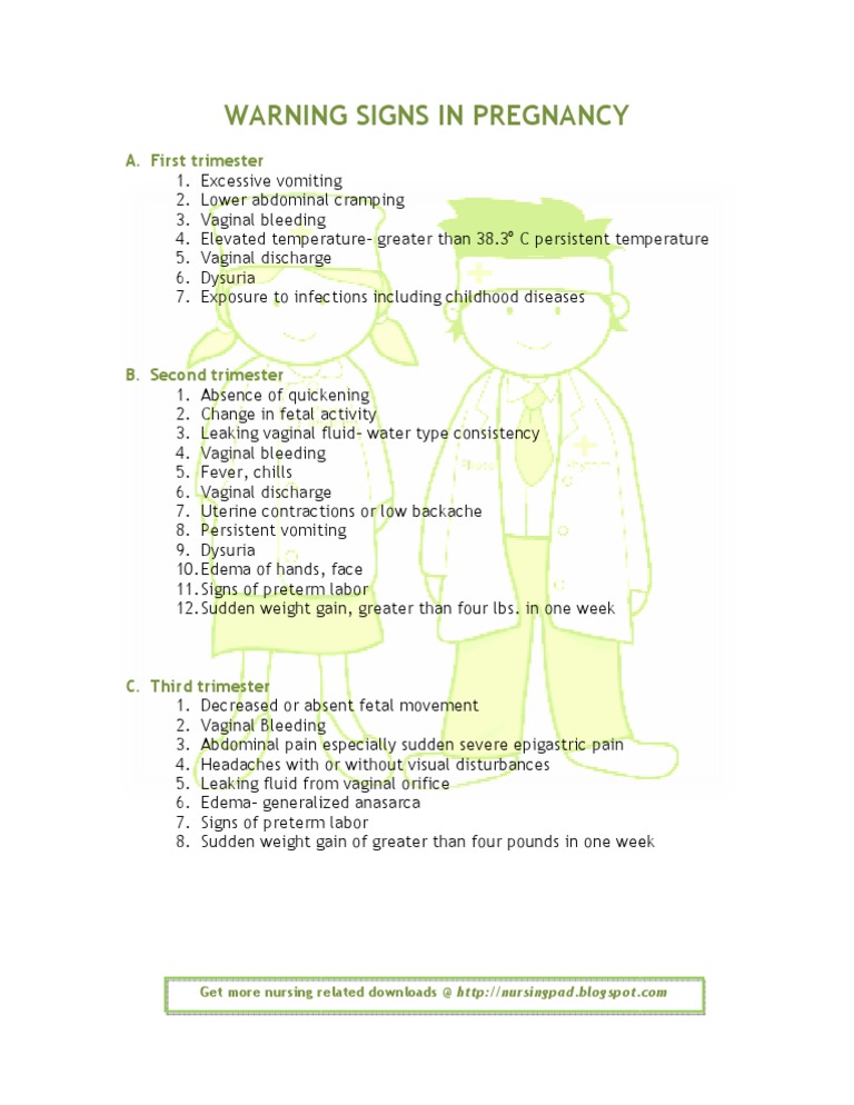 Warning Signs in Pregnancy