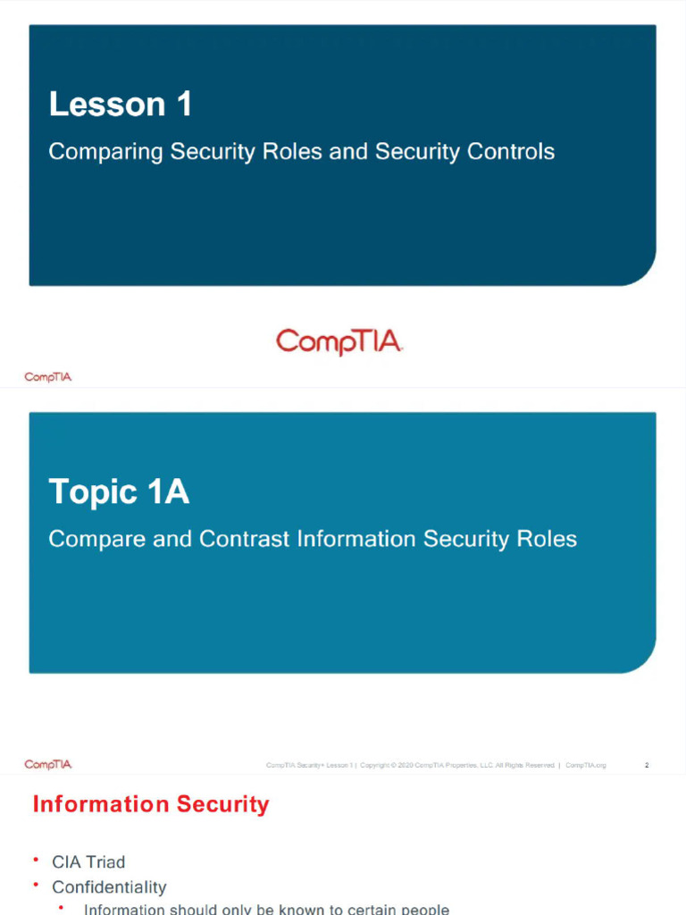 Lesson 1 Comparing Security Roles and Security Controls | PDF
