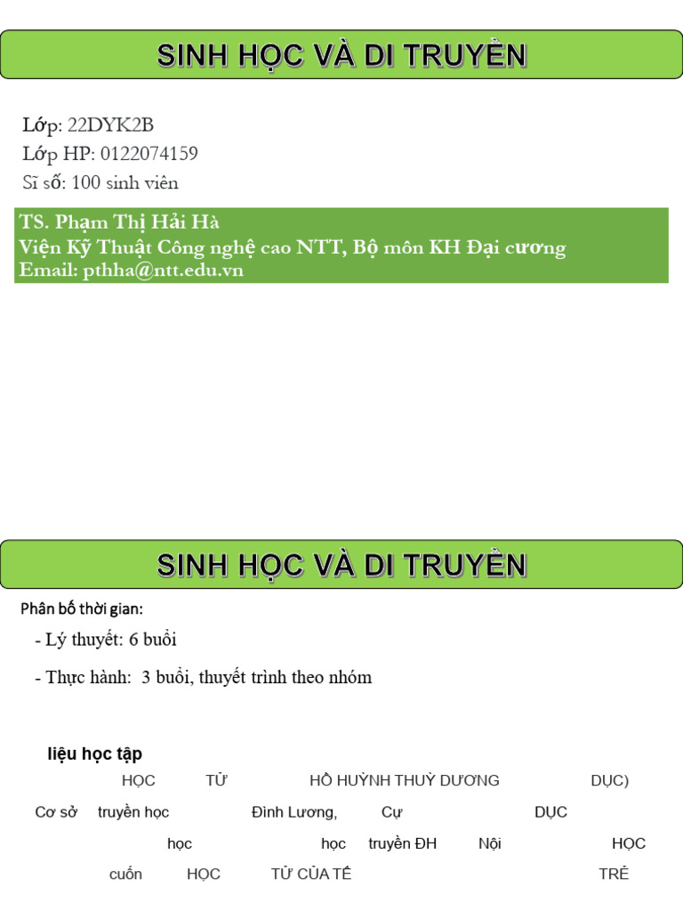 Buổi 1 Co So Phan Tu Cua Di Truyen Lớp 2B | PDF