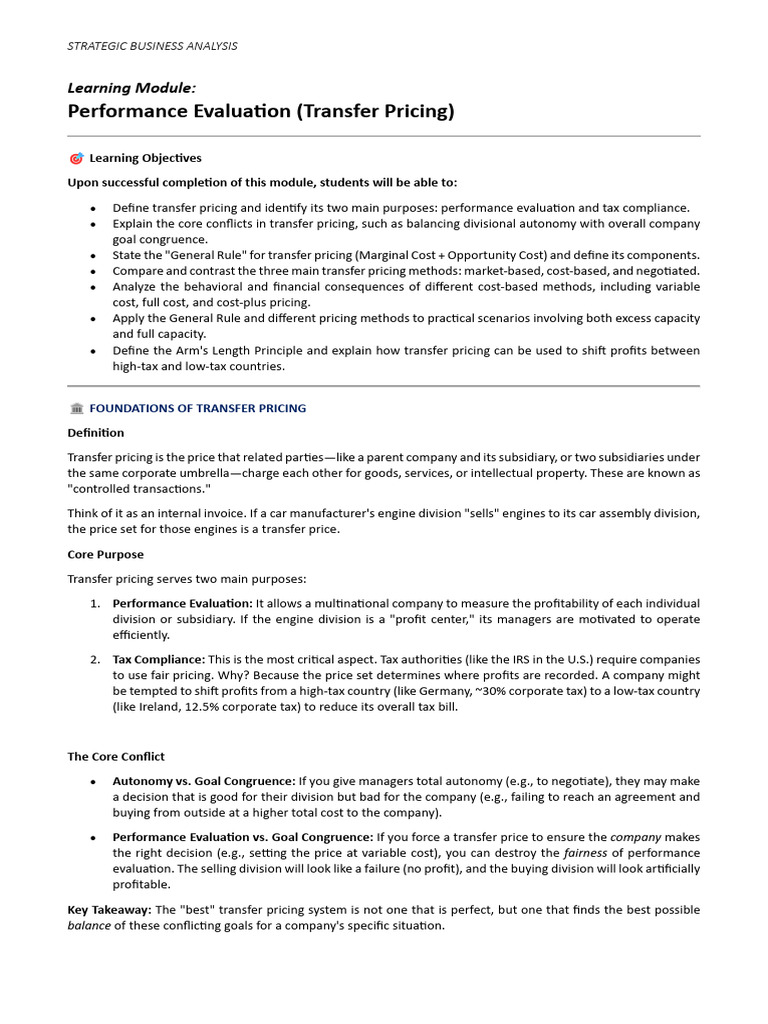 Transfer Pricing Strategies Explained | PDF | Profit (Economics) | Taxes