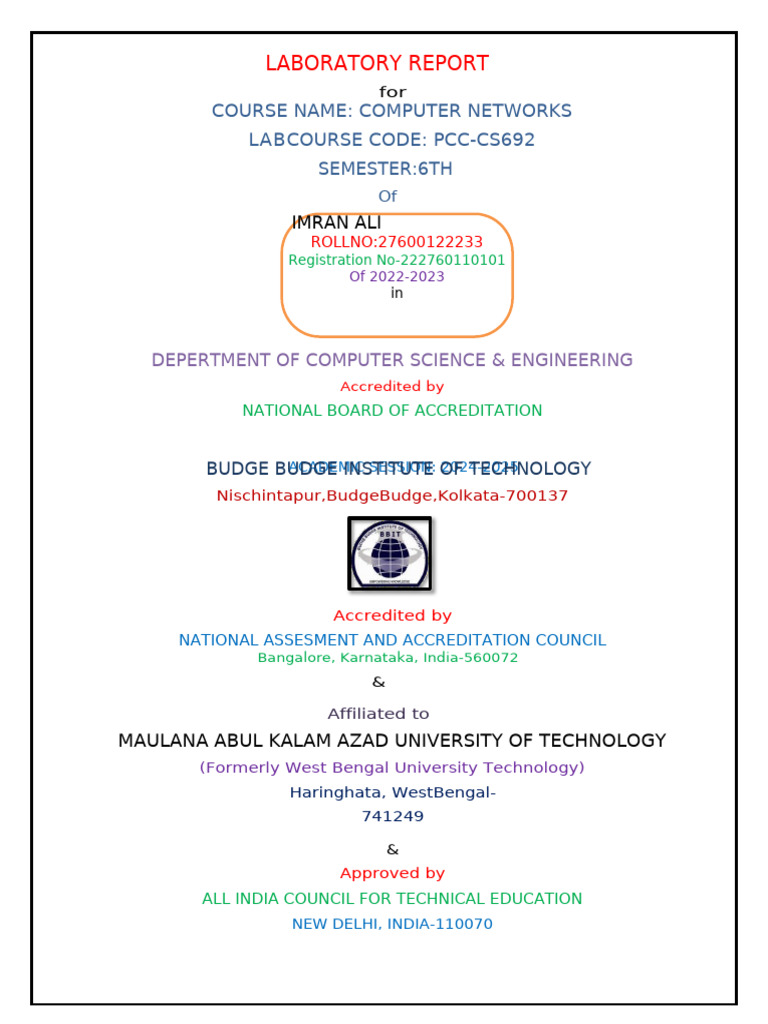 Computer Networks Lab Report 2024-2025 | PDF